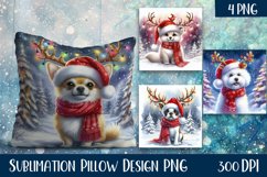 Christmas Puppy Watercolour Pillow Design, dog Product Image 1