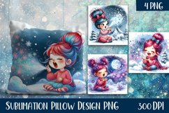 Christmas winter girl Watercolour Pillow Design Product Image 1
