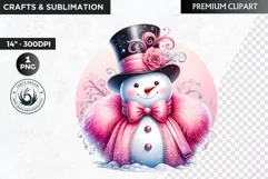 Pink Snowman clipart, Christmas clipart, winter clipart PNG Product Image 1