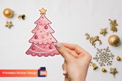 Christmas Pink Tree Sticker, Christmas Tree Art Product Image 1