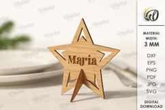 Christmas Place Name Stand Laser Cut. Christmas Decor SVG Product Image 1