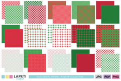 Red and green tartan and gingham digital backgrounds for crafts