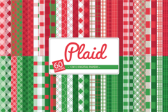 Christmas plaid digital paper set with red and green tartan patterns