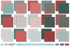 Holiday plaid paper bundle in red, green, and cream tones for festive designs.