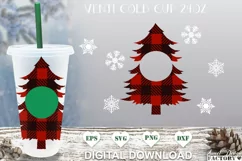 Christmas starbucks cup svg, cheetah Plaid tree svg Product Image 1