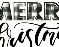 Merry Christmas | Buffalo Plaid Png | Black and White Product Image 9
