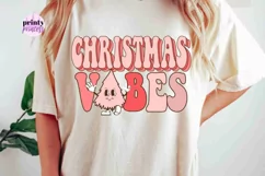 Retro Christmas Vibes PNG, Pink Christmas Sublimation Design Product Image 2