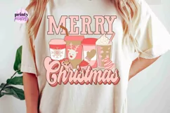 Retro Christmas Coffee Drinks PNG, Pink Holiday Sublimation Product Image 2