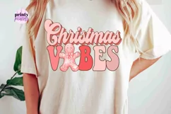 Retro Christmas Vibes PNG, Pink Christmas Sublimation Design Product Image 2