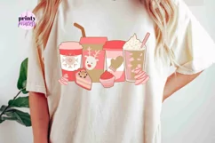 Retro Christmas Coffee Drinks PNG, Pink Holiday Sublimation Product Image 2