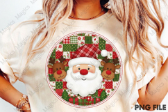 Christmas PNG Round Patchwork Santa PNG Product Image 1