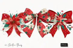 Poinsettia Bow Clipart | Christmas PNG Product Image 1
