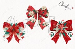 Poinsettia Bow Clipart | Christmas PNG Product Image 3