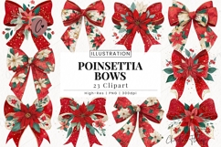 Poinsettia Bows Clipart Bundle Product Image 1