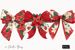 Poinsettia Bow Clipart | Christmas PNG Product Image 1