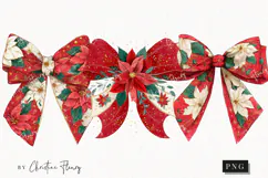Poinsettia Bow Clipart | Christmas PNG Product Image 1