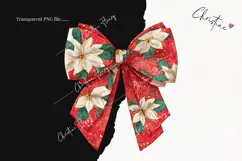 Poinsettia Bow Clipart | Christmas PNG Product Image 2