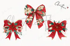 Poinsettia Bow Clipart | Christmas PNG Product Image 3