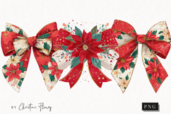 Poinsettia Bow Clipart | Christmas PNG Product Image 1