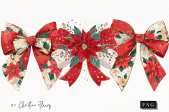 Poinsettia Bow Clipart | Christmas PNG Product Image 1