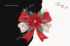 Poinsettia Bow Clipart | Christmas PNG Product Image 2