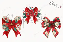 Poinsettia Bow Clipart | Christmas PNG Product Image 3