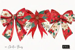 Poinsettia Bow Clipart | Christmas PNG Product Image 1