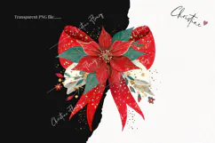 Poinsettia Bow Clipart | Christmas PNG Product Image 2