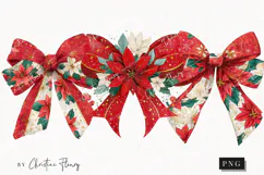 Poinsettia Bow Clipart | Christmas PNG Product Image 1