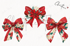 Poinsettia Bow Clipart | Christmas PNG Product Image 3