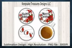 Poinsettia Christmas Coasters Sublimation PNG, Home Decor Product Image 2