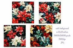 Christmas Backgrounds, Christmas Poinsettia Flower Patterns Product Image 2
