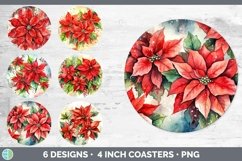 Bundle of six Watercolor Christmas Round Coaster designs.