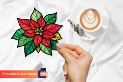Christmas Poinsettia Sticker, Holiday Poinsettia Decor Product Image 1