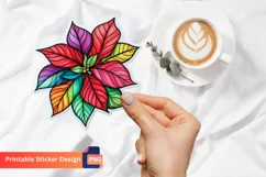 Christmas Poinsettia Sticker, Holiday Poinsettia Decor Product Image 1