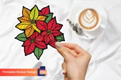 Christmas Poinsettia Sticker, Holiday Poinsettia Decor Product Image 1