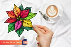 Christmas Poinsettia Sticker, Holiday Poinsettia Decor Product Image 1