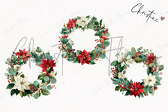 Poinsettia Wreath Clipart | Christmas PNG Product Image 3