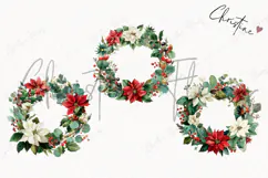 Poinsettia Wreath Clipart | Christmas PNG Product Image 3