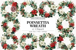 Poinsettia Wreath Clipart Bundle Product Image 1