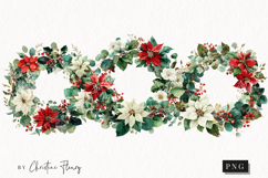 Poinsettia Wreath Clipart | Christmas PNG Product Image 1