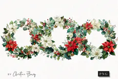 Poinsettia Wreath Clipart | Christmas PNG Product Image 1