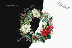 Poinsettia Wreath Clipart | Christmas PNG Product Image 2