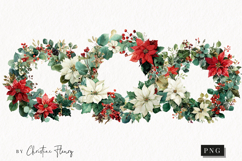 Poinsettia Wreath Clipart | Christmas PNG Product Image 1