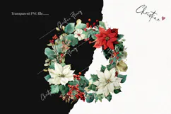 Poinsettia Wreath Clipart | Christmas PNG Product Image 2