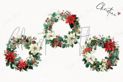 Poinsettia Wreath Clipart | Christmas PNG Product Image 3