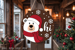 Christmas Polar Bear Hi Door Hanger SVG Product Image 1