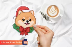 Christmas Pomeranian Sticker, Pomeranian Dog Sticker Art Product Image 1