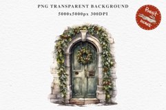 Christmas Porch Front Door Entry Decor Clipart PNG Scrapbook Nursery wall art card making collage printable files xmas decor junk journal sublimation santa watercolor Christmas Porch Front Door, xmas clipart, sublimation nursery, holiday winter Entry Deco