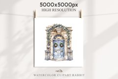 Christmas Porch Front Door Entry Decor Clipart PNG Scrapbook Nursery wall art card making collage printable files xmas decor junk journal sublimation santa watercolor Christmas Porch Front Door, xmas clipart, sublimation nursery, holiday winter Entry Deco